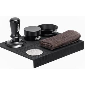 IKAPE 58MM Coffee Tamper Set Black 6 IN 1, Espresso Tool Kit for Making Shots
